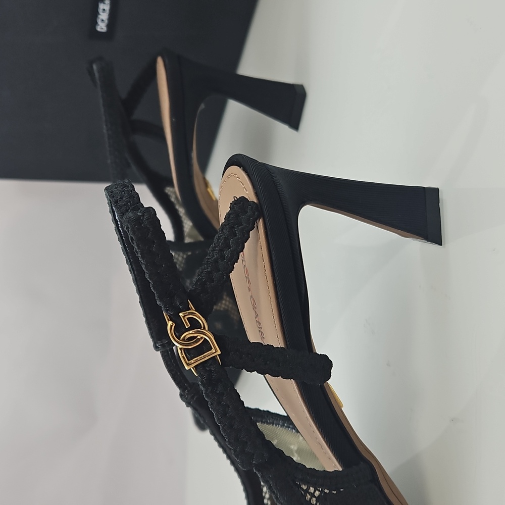 NWT! Dolce & Gabbana Pizzo Leo Lace 65MM Slingback Pumps Size 9 - Picture 11 of 16